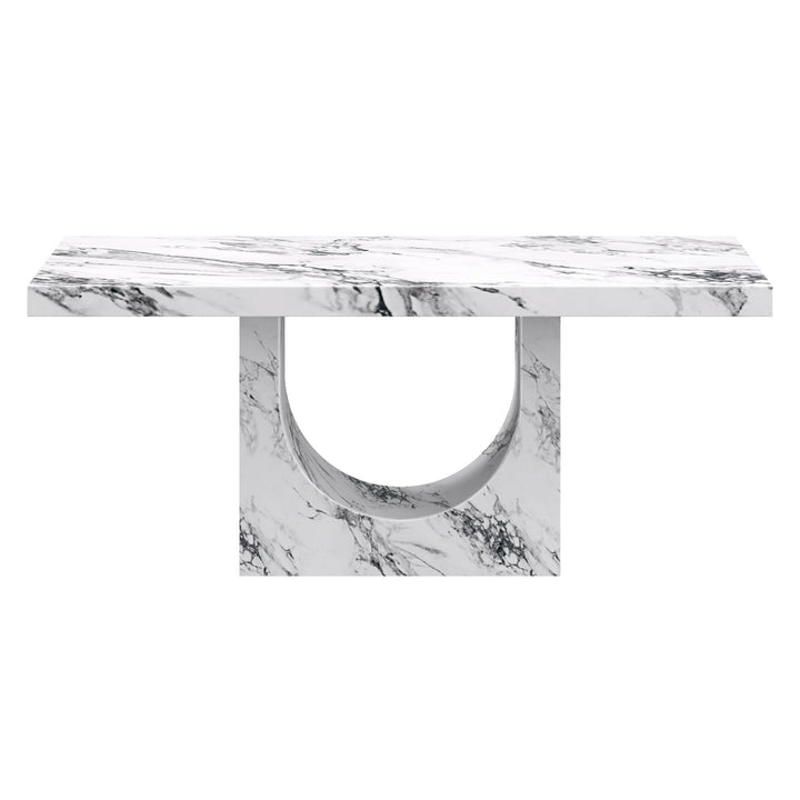 Meridale Contemporary Arch Dining Table – ECC Concrete Table with Matte Bulgari Marble Finish, Heat & Scratch Resistant Surface and Modern Sculptural Design Dining Table