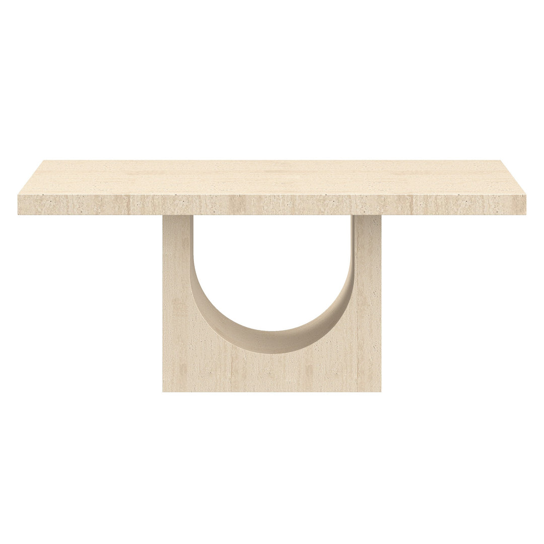 Meridal Contemporary Arch Dining Table – ECC Fibre-Reinforced Concrete Table with Matte Travertine Finish, Heat & Scratch Resistant Seamless Coating and Modern Sculptural Design Dining Table
