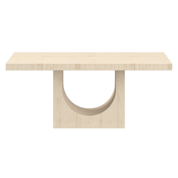 Meridal Contemporary Arch Dining Table – ECC Fibre-Reinforced Concrete Table with Matte Travertine Finish, Heat & Scratch Resistant Seamless Coating and Modern Sculptural Design Dining Table