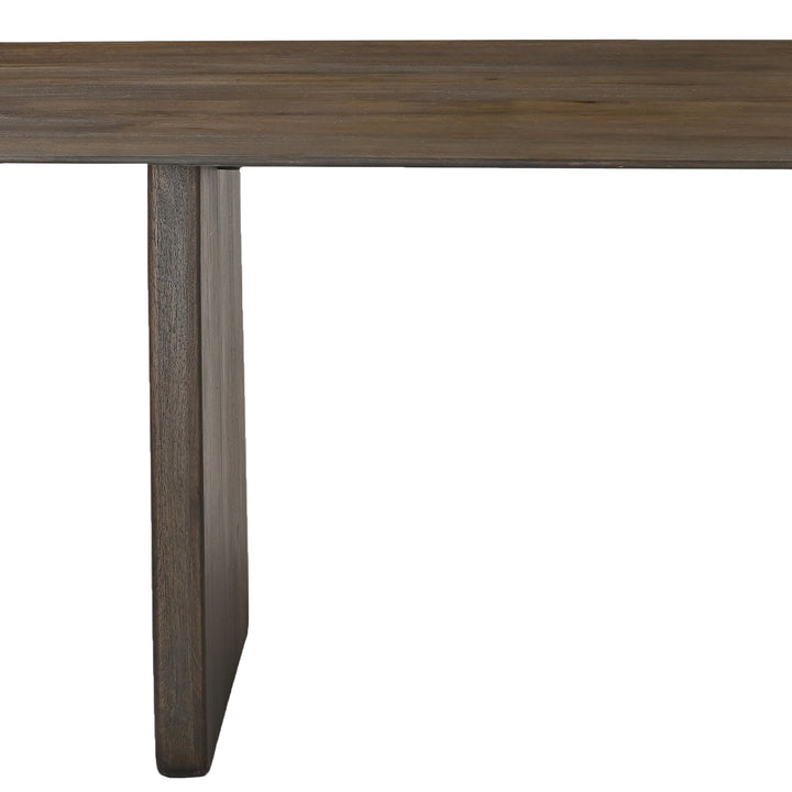 Delvico Mid-Century Modern Solid Mango Wood Dining Table – Mocha Finish with Sculptural Panel Leg Design