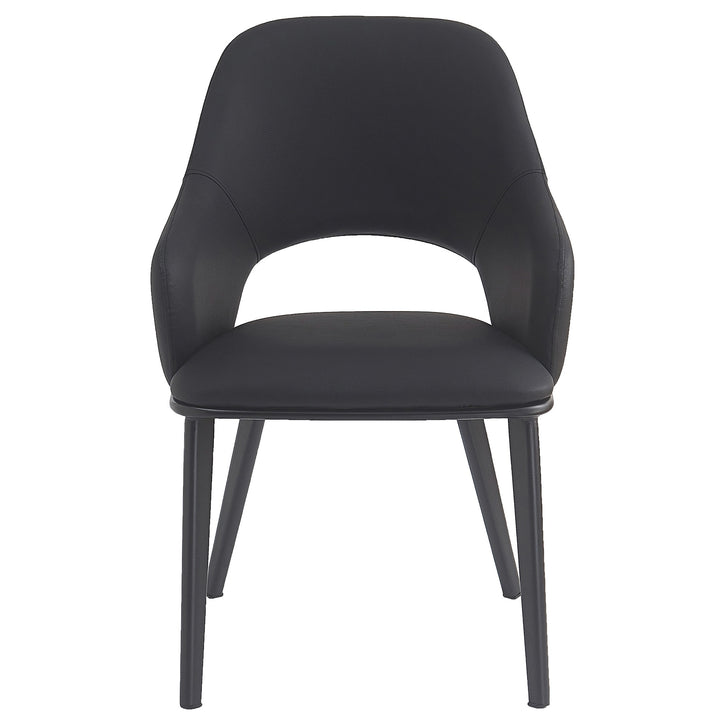Montierra Modern Dining Chair Set of 4 – Textured Faux Leather Upholstered Chairs with Curved Back, Matte Black Frame and Medium-Firm Cushion Seating Dining & Lounge Chairs
