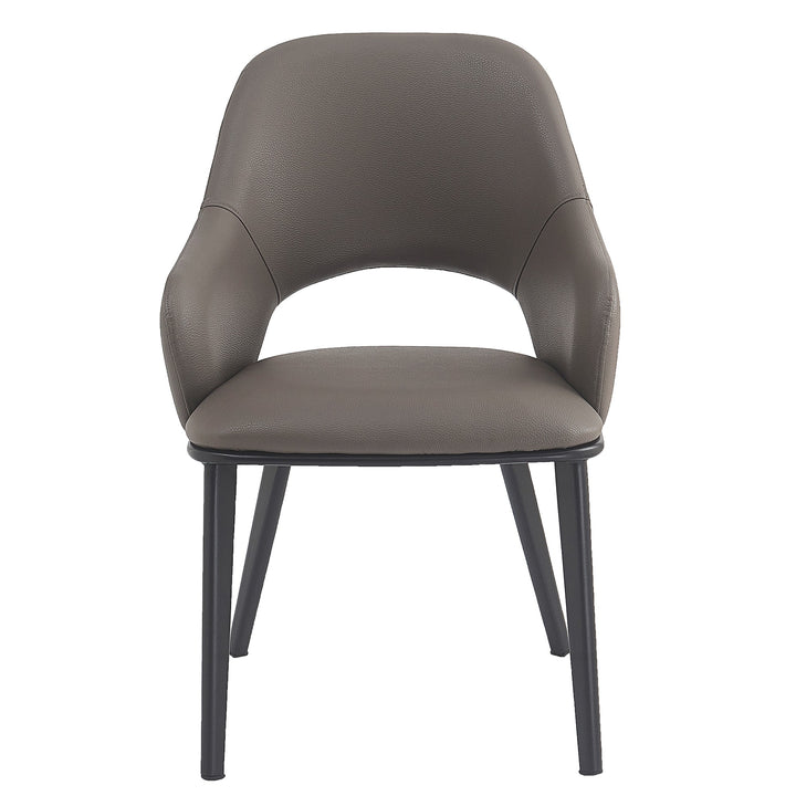 Montierra Modern Dining Chair Set of 4 – Textured Faux Leather Upholstered Chairs with Curved Back & Arms, Matte Black Frame and Medium-Firm Cushion Seating Dining & Lounge Chairs