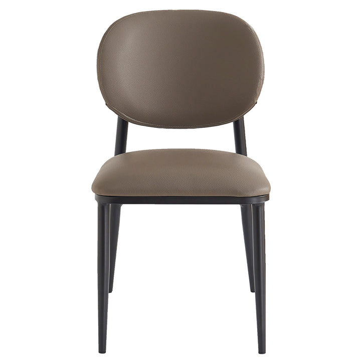 Caselle Dining Chair (Set of 4) – Modern Faux Leather Dining Chairs with Curved Back, Upholstered Seat And Matte Black Metal Frame