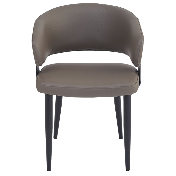 Corvello Dining & Lounge Chair – Set of 4 Modern Curved Back Faux Leather Upholstered Chairs with Matte Black Frame (Black)
