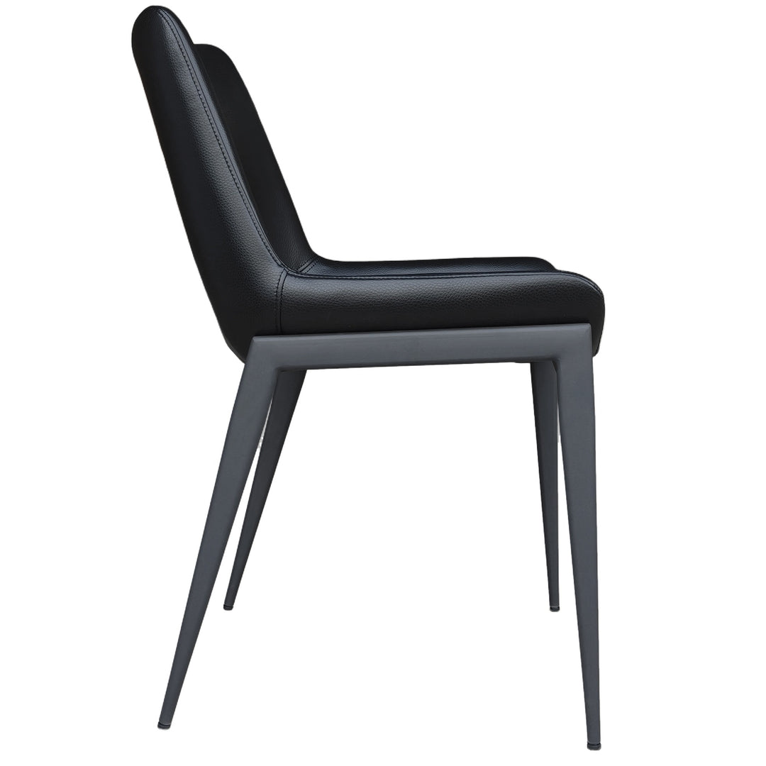 Torano Mid-Century Modern Dining And Lounge Chair with Textured Faux Leather Upholstery, Contoured Seat, Black Metal Frame – Set of 6
