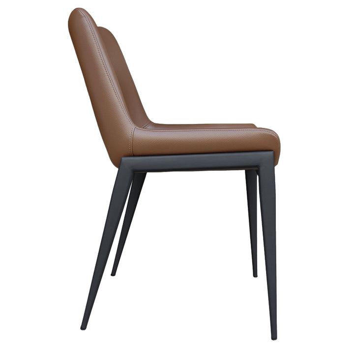 Torano Mid-Century Modern Dining And Lounge Chair in Black Finish with Textured Faux Leather Upholstery, Contoured Seat, Metal Frame – Set of 6