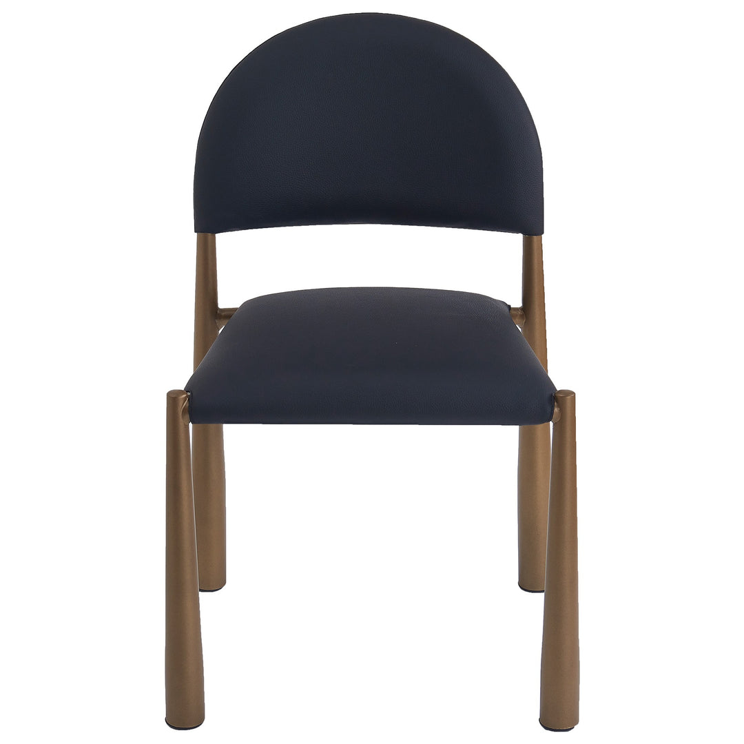 Crystaluxe 4-Piece Modern Dining Chair Set – Matte Black Textured Faux Leather Chairs with Aged Gold Metal Legs and Foam Cushion Seating
