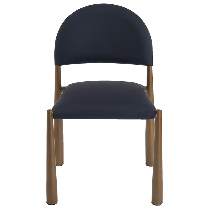 Crystaluxe 4-Piece Modern Dining Chair Set – Matte Black Textured Faux Leather Chairs with Aged Gold Metal Legs and Foam Cushion Seating