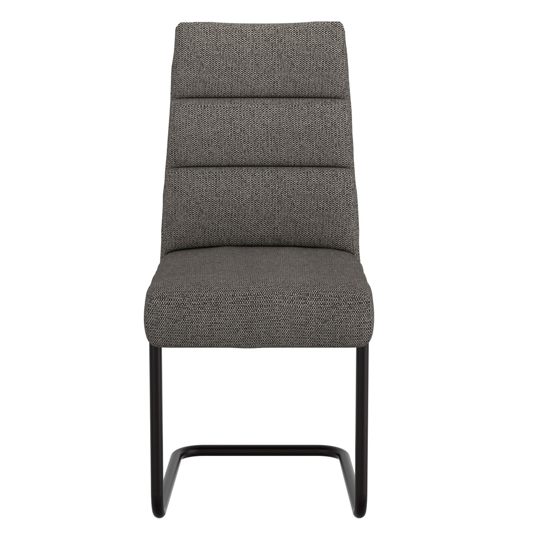 Astera Modern Dining Chair with Textured Chenille Fabric Upholstery, Black Metal C-Style Base And Back Handle – Set of 2
