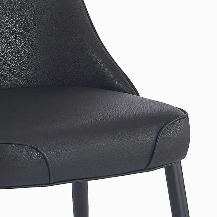 Astrel Modern Side Chair – Faux Leather Upholstered Chair with Piping Details and Black Metal Legs