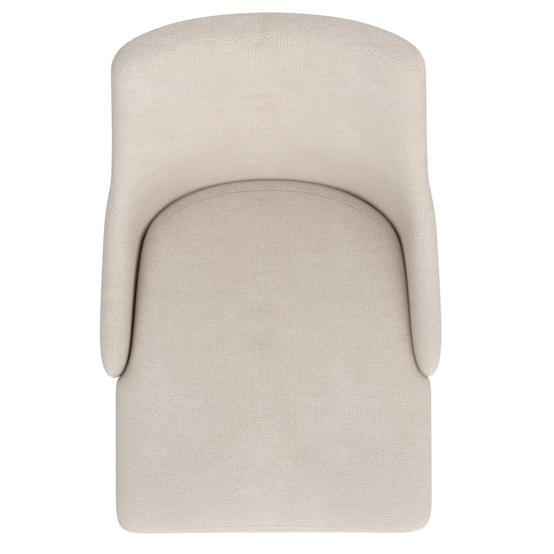 Delvaro Mid-Century Modern Chair – Set of 2 Curved Wood Frame Fabric Upholstered Chairs with Walnut Finish Metal Legs