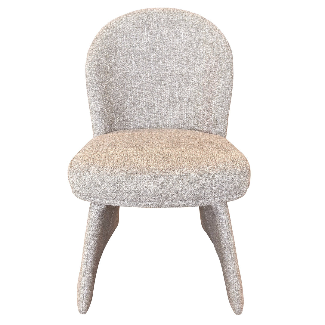 Montaro Modern Dining & Lounge Chair with Ivory And Gold Multi-Tone Boucle Fabric Upholstery, Curved Back & Splayed Legs
