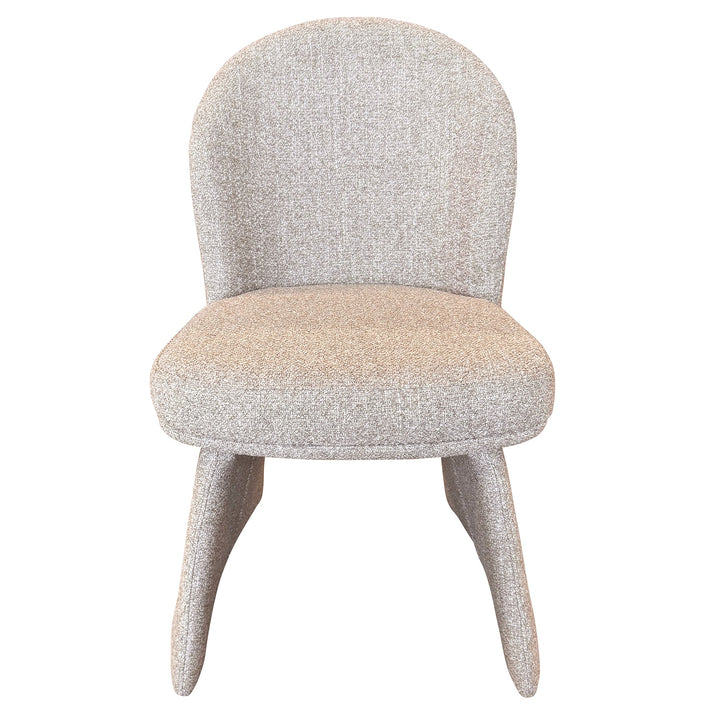 Montaro Modern Dining & Lounge Chair with Ivory And Gold Multi-Tone Boucle Fabric Upholstery, Curved Back & Splayed Legs