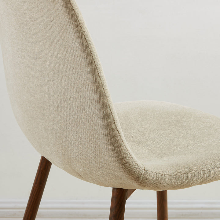 Eltravo Mid-Century Modern Chair – Set of 4 Curved Wood Frame Fabric Upholstered Chairs with Walnut Finish Metal Legs