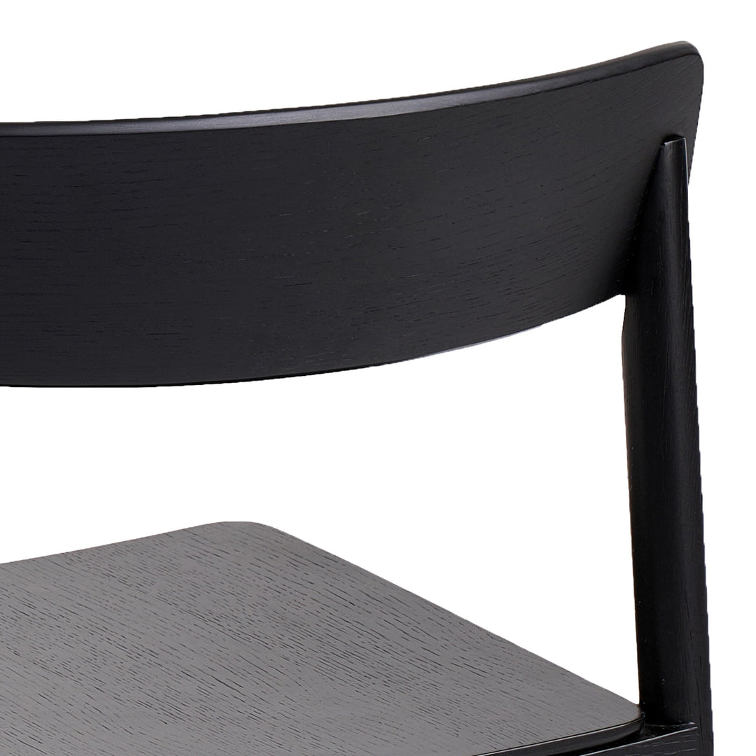 Loreto Dining Chair (Set of 4) – Mid-Century Modern Stackable Dining Chairs with Solid Oak Construction & Black Wood Grain Finish