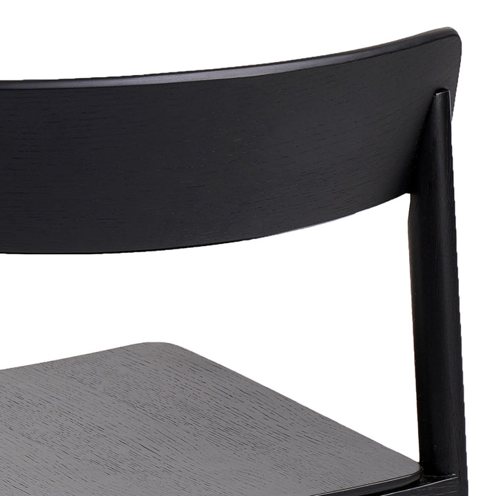 Loreto Dining Chair (Set of 4) – Mid-Century Modern Stackable Dining Chairs with Solid Oak Construction & Black Wood Grain Finish