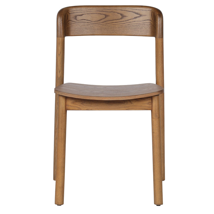 Bresca Mid-Century Modern Stackable Solid Wood Dining Chair, Walnut Finish (Set of 4)