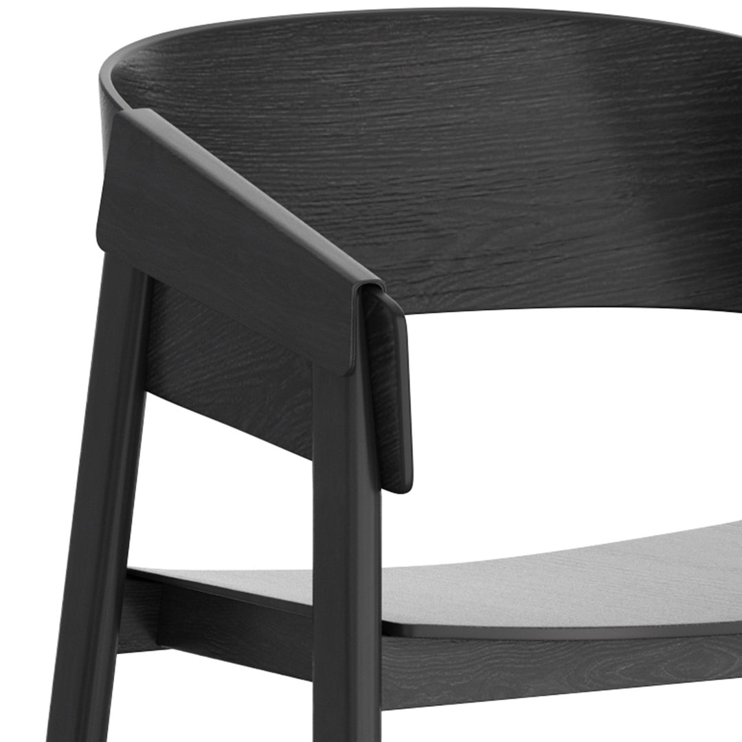 Renova Mid-Century Modern Solid Oak Dining And Lounge Chair, Black Finish (Set of 2)