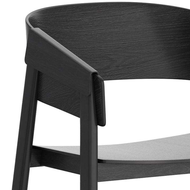Renova Mid-Century Modern Solid Oak Dining And Lounge Chair, Black Finish (Set of 2)