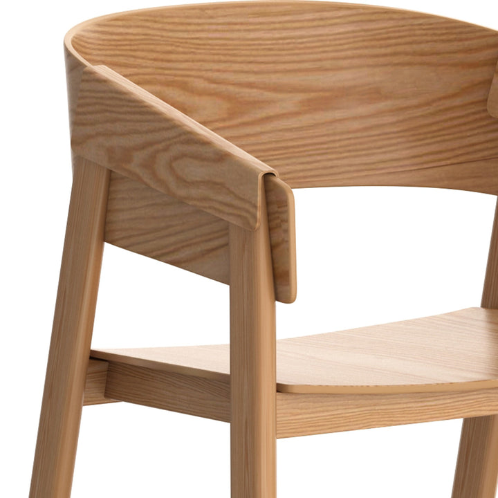 Renova Mid-Century Modern Solid Oak Dining And Lounge Chair, Natural Finish (Set of 2)