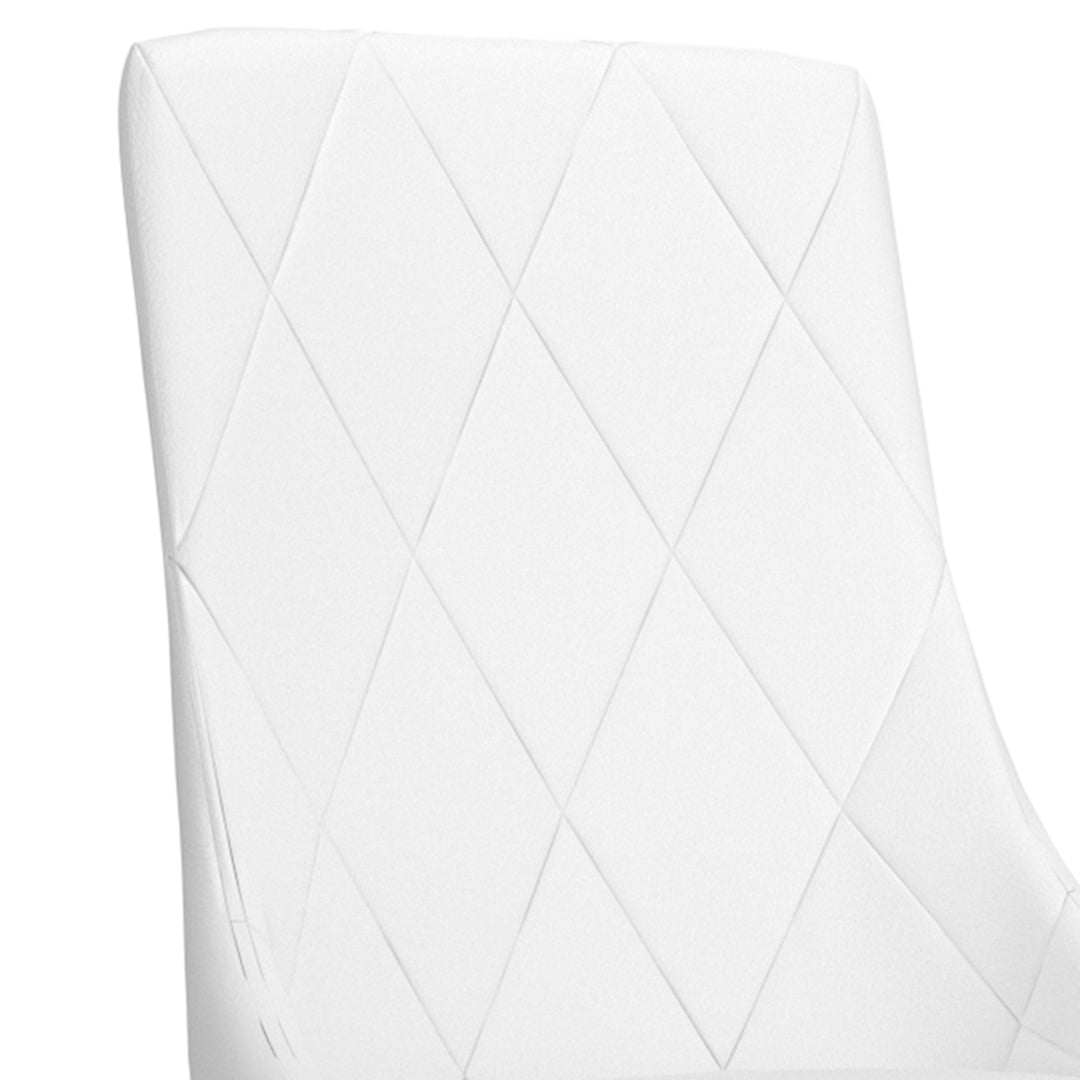 Merano Contemporary Dining And Lounge Chair, White Faux Leather Upholstery with Aged Gold Finish (Set of 2)