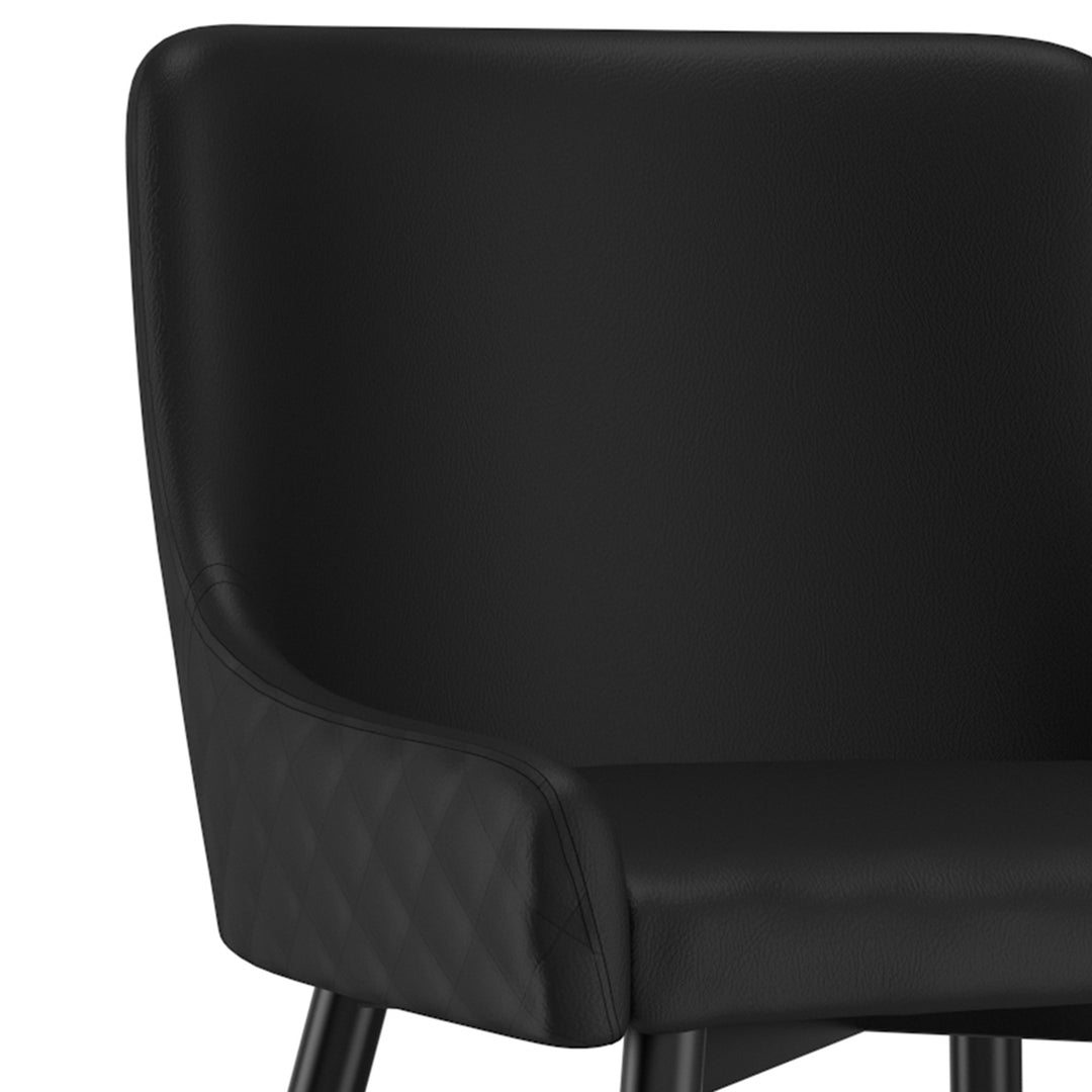 Caverro Modern Dining Chair – Set of 2 Faux Leather Upholstered Chairs with Diamond Stitching and Gold-Dipped Black Metal Legs