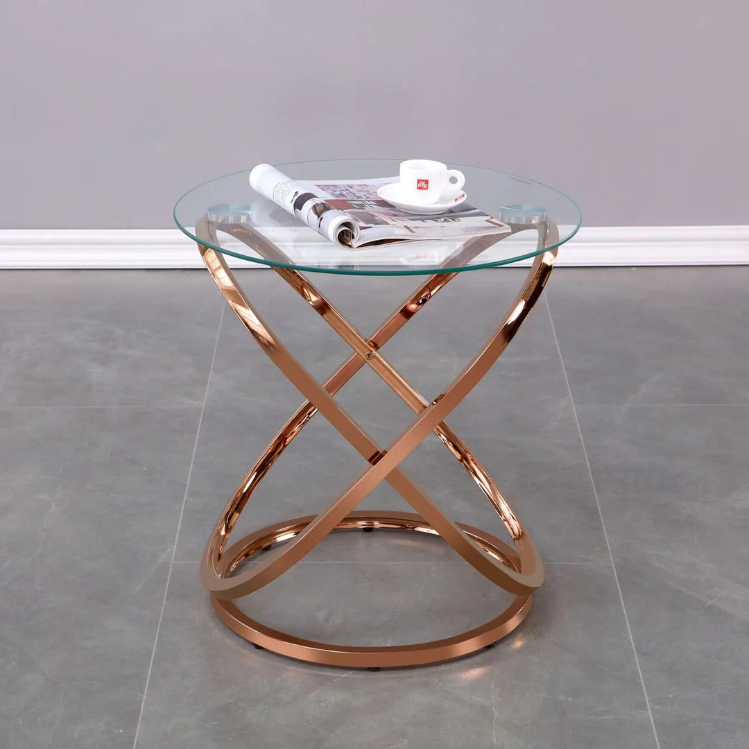 Prism Rose Gold Accent Table – Modern Elegance & Functional Style