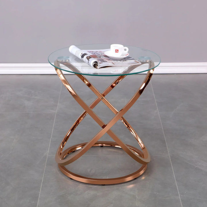 Prism Rose Gold Accent Table – Modern Elegance & Functional Style