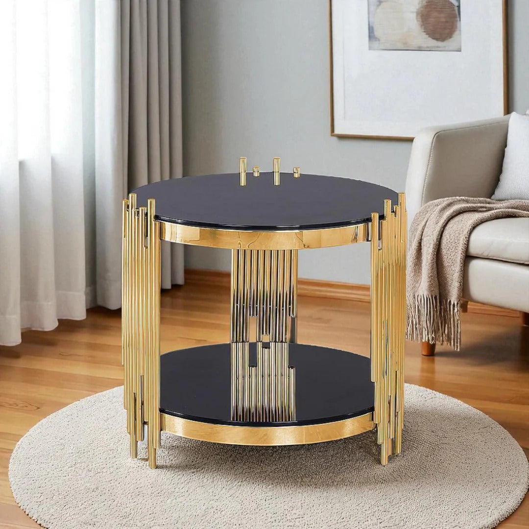 Velour Blox End Table – Modern Gold Accent
