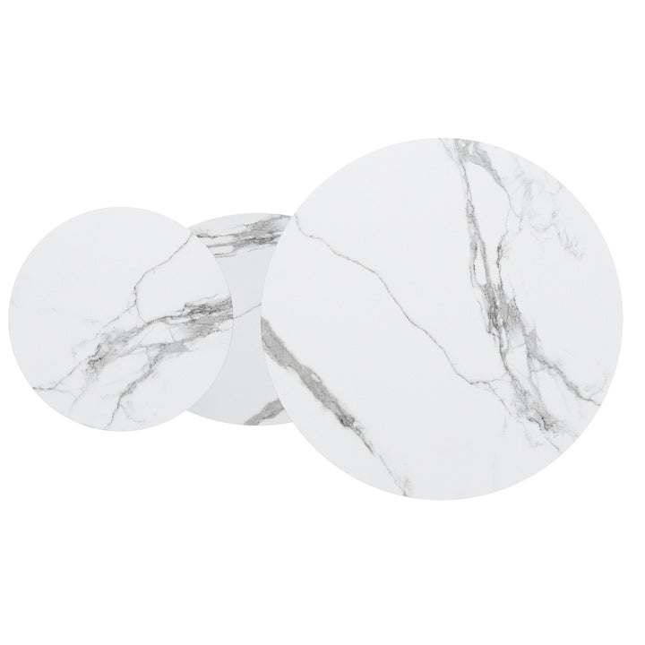 Trionex Contemporary Coffee Table – Extendable Sintered Stone Top with White Marble Finish & Reeded Steel Base