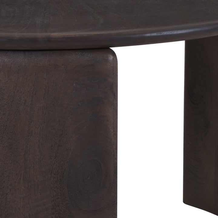 Lansmere Mid-Century Modern Solid Mango Wood Round Coffee Table with Rich Mocha Finish
