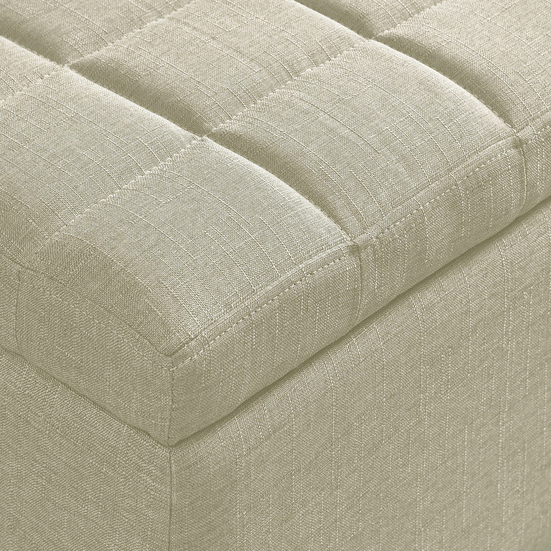 Mytrano Modern Storage Bench – Square Tufted Upholstered Bench with Deep Storage & Safety Hinges
