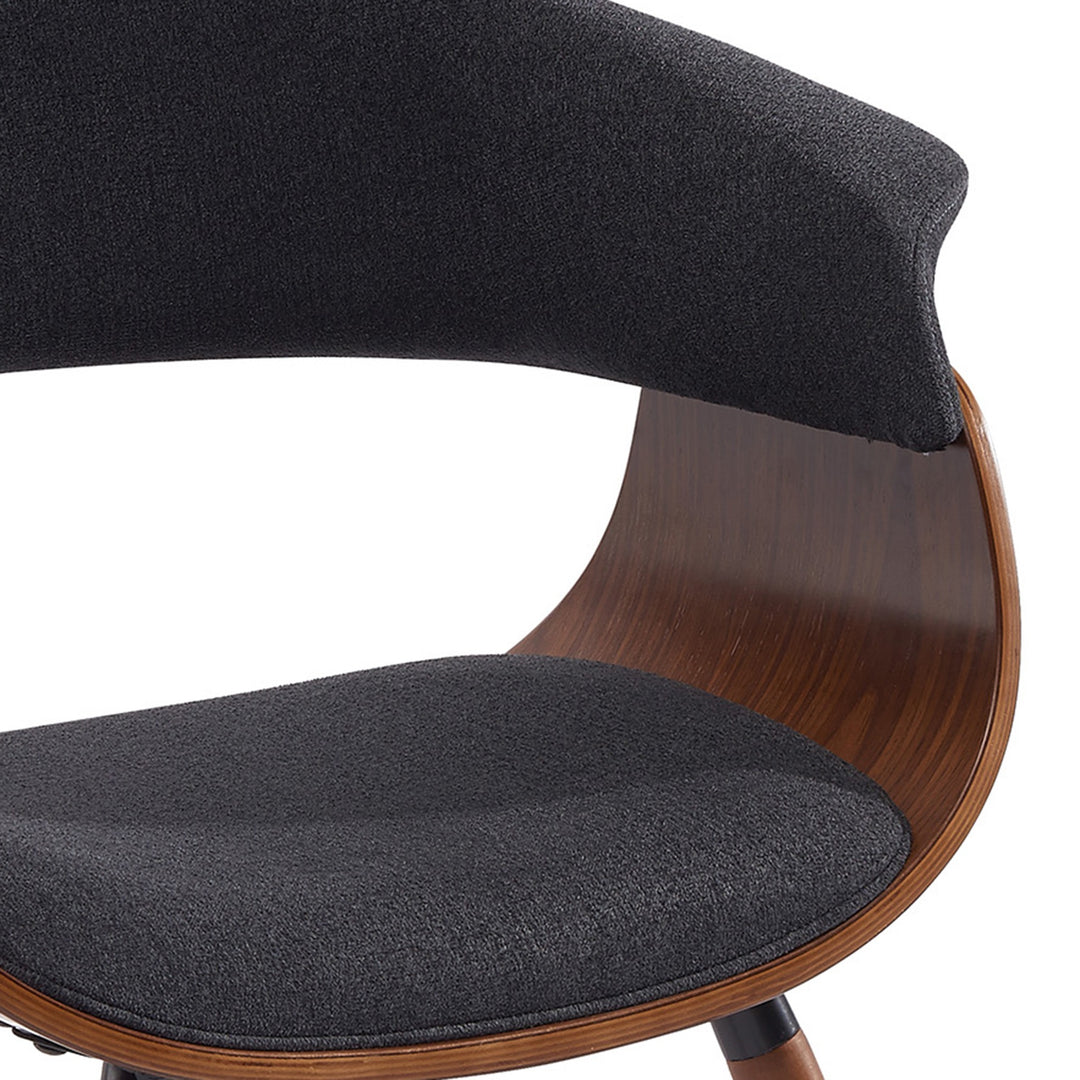 Vornyx Mid-Century Modern Accent/Dining Chair – Curved Bentwood Frame with Walnut Finish & Charcoal Fabric Upholstery