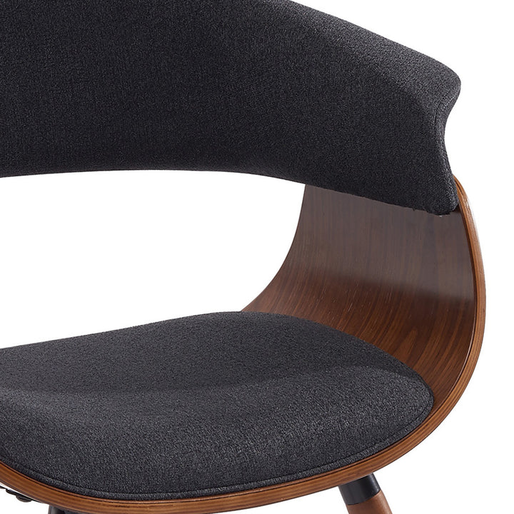 Vornyx Mid-Century Modern Accent/Dining Chair – Curved Bentwood Frame with Walnut Finish & Charcoal Fabric Upholstery