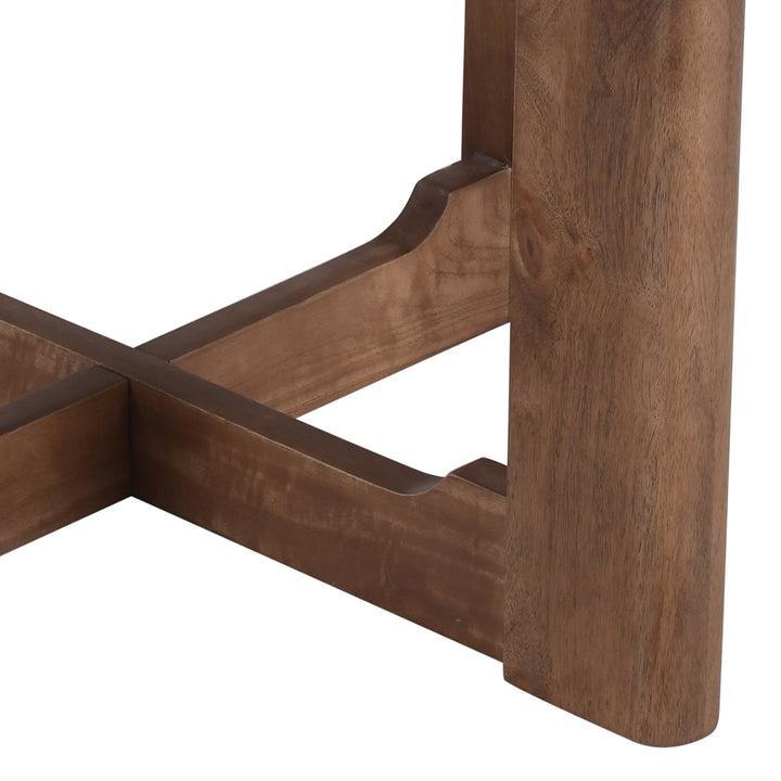 Parklore Mid-Century Modern 2-Tone Accent Table with Solid Mango Wood Cross Base And Mocha Finish