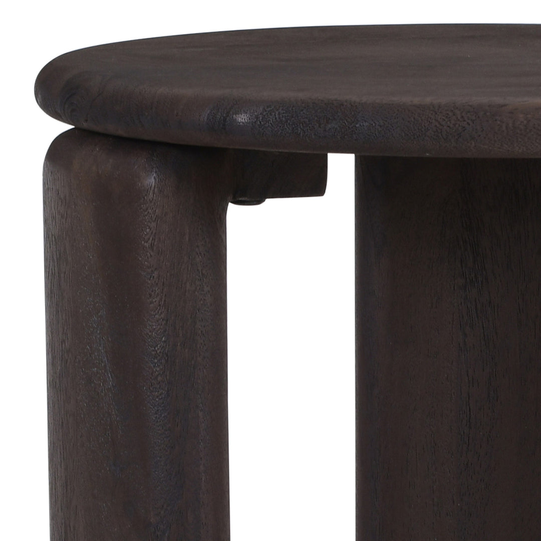 Kelvora Mid-Century Modern Solid Mango Wood Round Accent Side Table in Rich Mocha Finish
