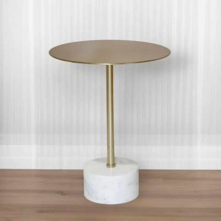Valencia Accent Table – White Marble & Gold Iron Frame