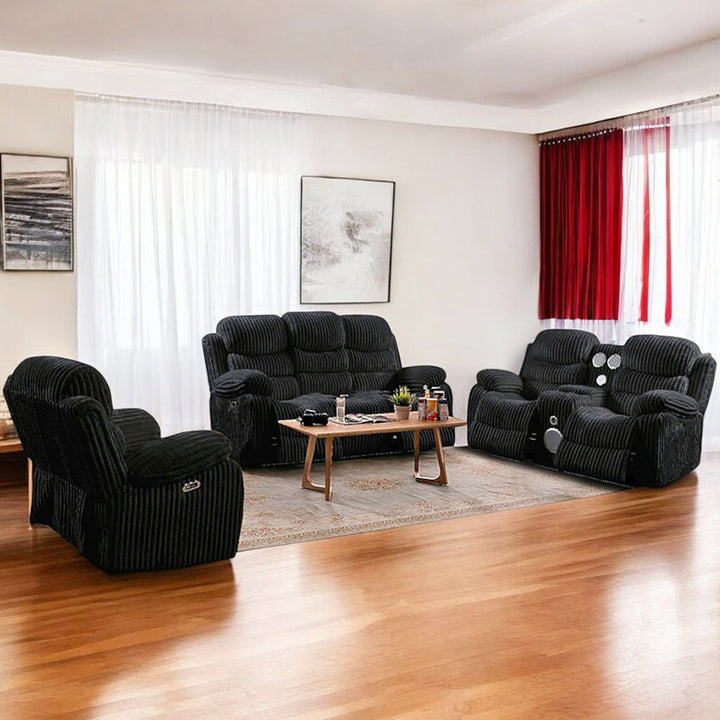 Myrcella Recliner Set – Black Elegance | Power Comfort & LED Vibes