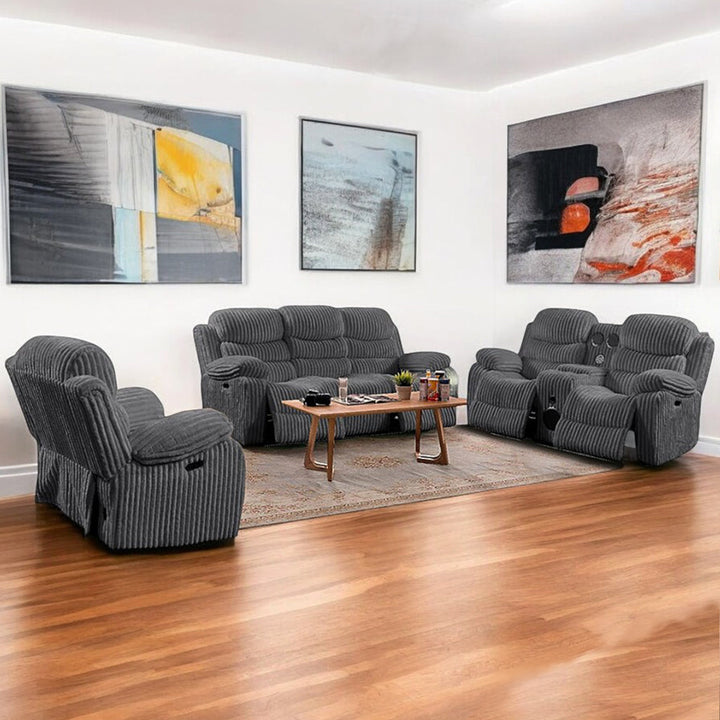 Myrcella Recliner Set – Grey Elegance | Power Comfort & LED Vibes