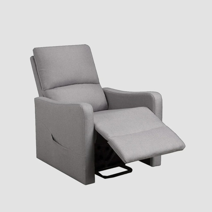 RevoRest Recliner Lift Chair | Light Grey Fabric Power Recliner with Side Pouch