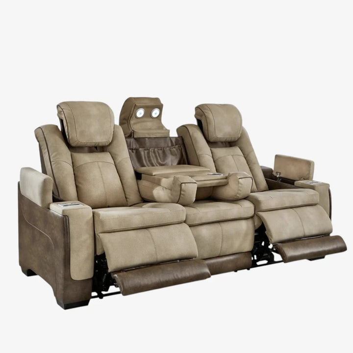 Orello Recliner Set – Beige & Brown, 3-Piece Power Recliner (Chair + Loveseat + Sofa)