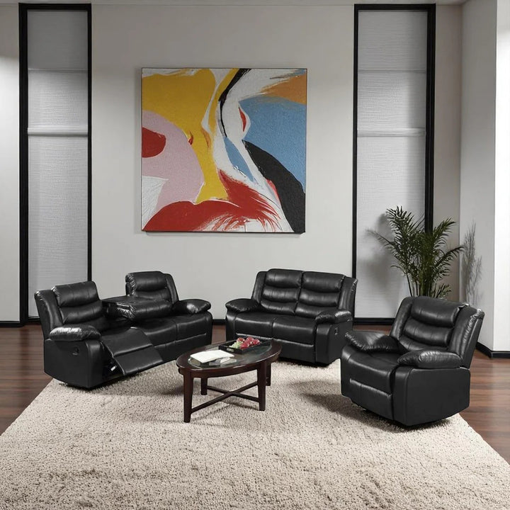 Cosmo Recliner Set Brown | Manual Recliner Chair, Loveseat & Sofa