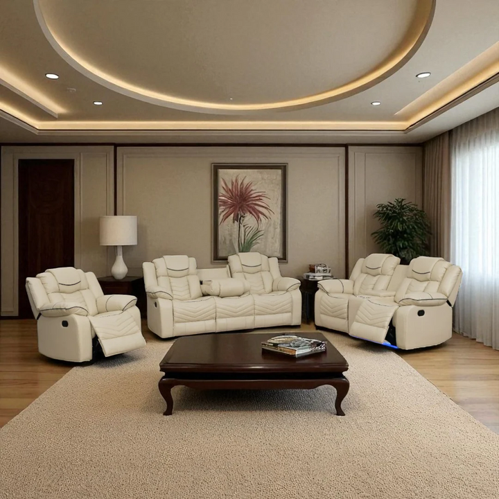 Orion Recliner Set – Recliner Chair, Loveseat & Sofa with Manual Recline and LED Lighting