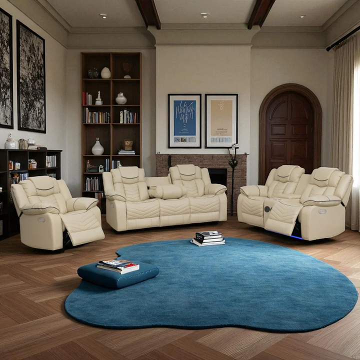 Orion Recliner Set – Power Recliner Chair, Loveseat & Sofa with Bluetooth Speakers, LED Lighting, and Storage Console (Copy)