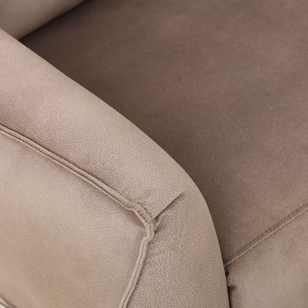 Valmire Recliner Chair with Side-Mounted Steel Pull Handle, Glider Rocking Mechanism & Soft Warm Light Taupe Fabric