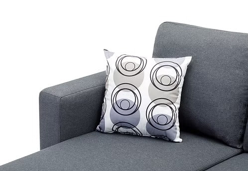 Korvello Reversible Sofa Sectional – Grey Fabric Sofa with Chrome Legs &amp; Accent Pillows
