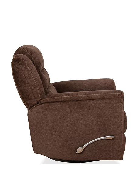 Yarvello Recliner Chair in Soft Brown Fabric with Swivel Glider Mechanism, Side-Mounted Steel Handle &amp; Zero Wallhugger Design