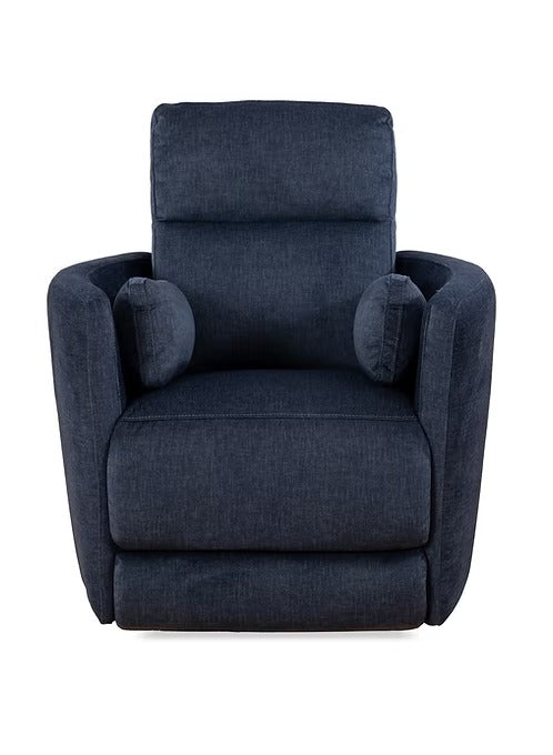 Xelviora Recliner Chair in Soft Blue Fabric with Swivel Glider Mechanism, Hidden Pull Handle &amp; Zero Wallhugger Design