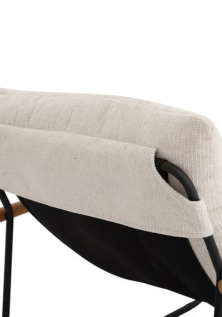 Liorven Modern Accent Lounge Chair – Plush Tufted Cushion with Natural Wood Armrests & Black Metal Frame