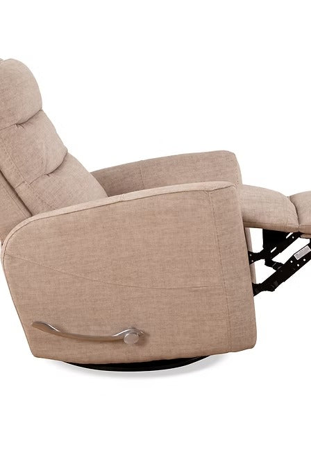 Torvella Recliner Chair with Side-Mounted Steel Pull Handle, Glider Rocking Mechanism & Zero Wallhugger Design in Soft Pearl Fabric